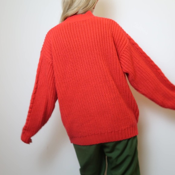 Vintage 90's cherry red knit mockneck sweater - Picture 5 of 6
